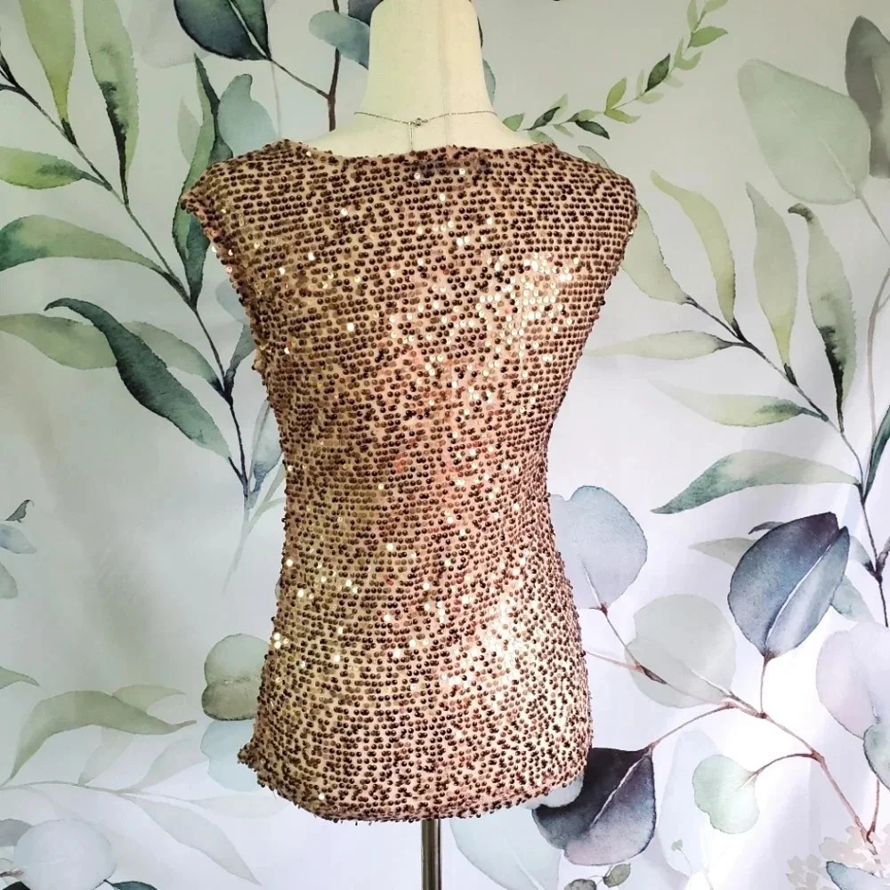 THE LIMITED | Vintage Sheer Sequin Top in Nude sz XS - Picture 3 of 7